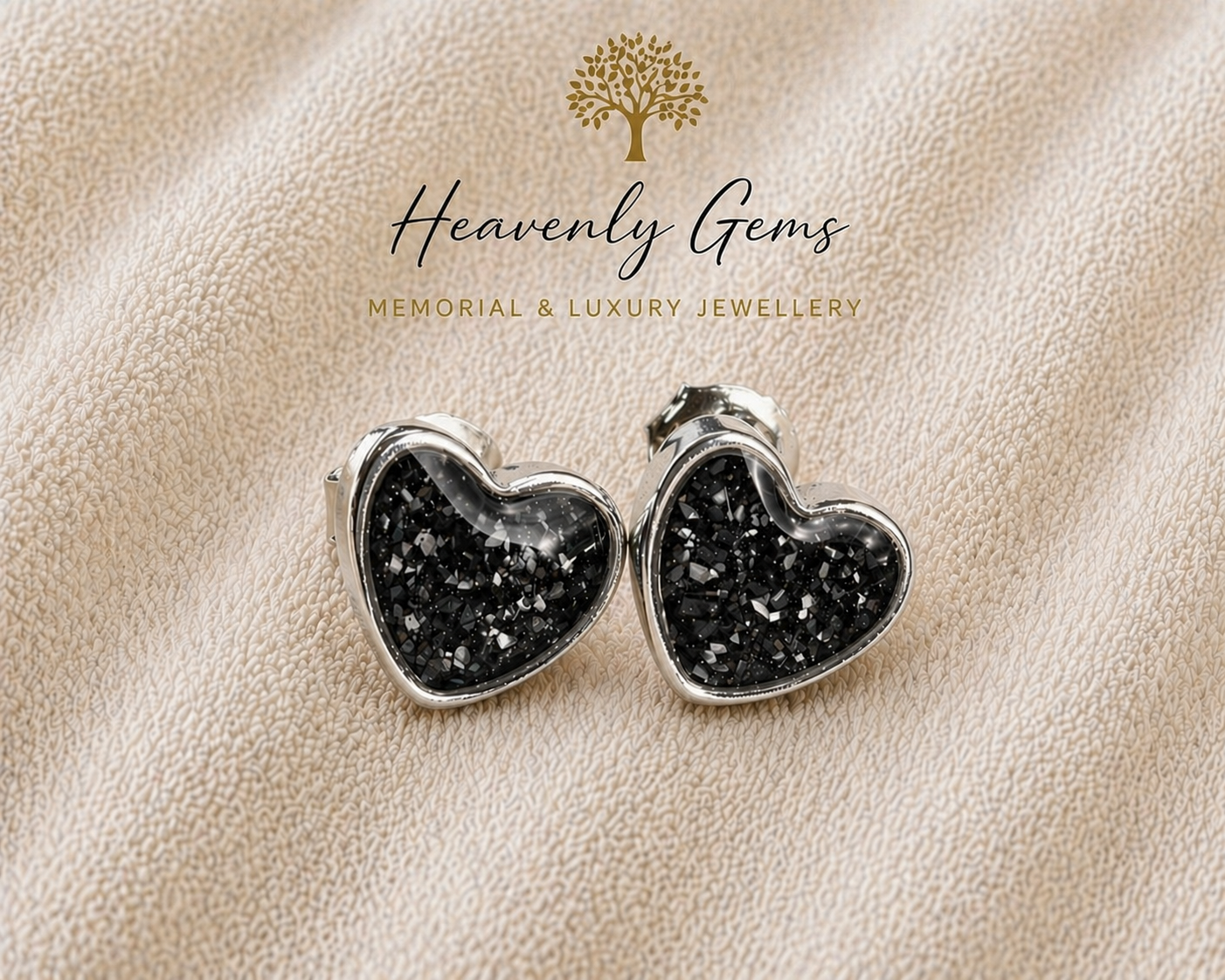 Heart Stud Memorial Ashes Earrings UK – Sterling Silver Cremation Jewellery