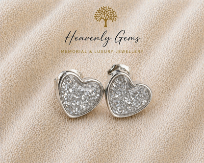 Heart Stud Memorial Ashes Earrings UK – Sterling Silver Cremation Jewellery