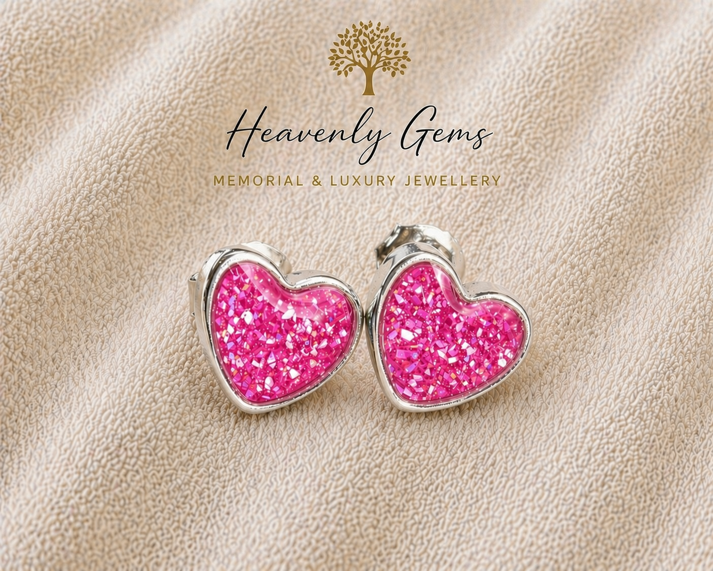 Heart Stud Memorial Ashes Earrings UK – Sterling Silver Cremation Jewellery