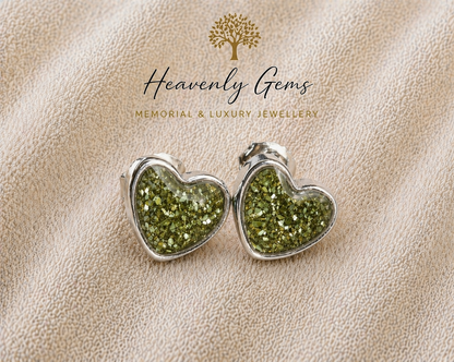 Heart Stud Memorial Ashes Earrings UK – Sterling Silver Cremation Jewellery
