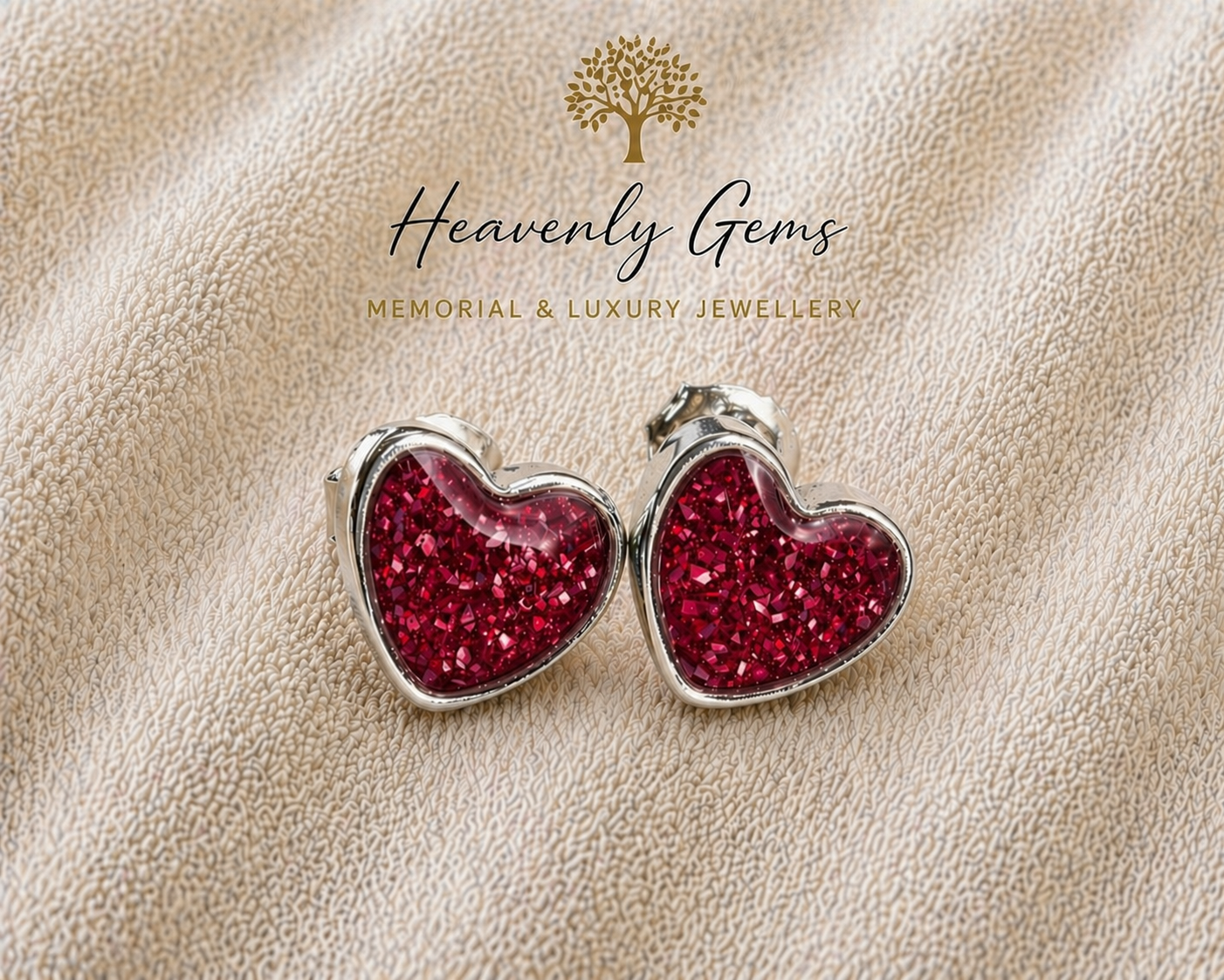Heart Stud Memorial Ashes Earrings UK – Sterling Silver Cremation Jewellery