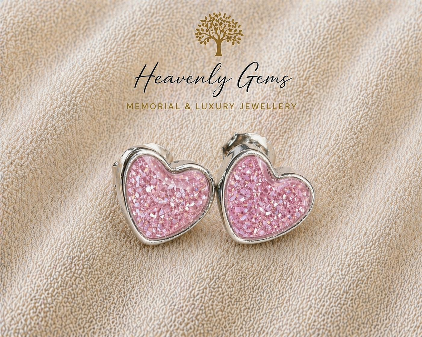 Heart Stud Memorial Ashes Earrings UK – Sterling Silver Cremation Jewellery