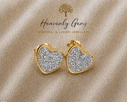 Heart Stud Memorial Ashes Earrings UK – Sterling Silver Cremation Jewellery