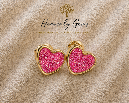Heart Stud Memorial Ashes Earrings UK – Sterling Silver Cremation Jewellery