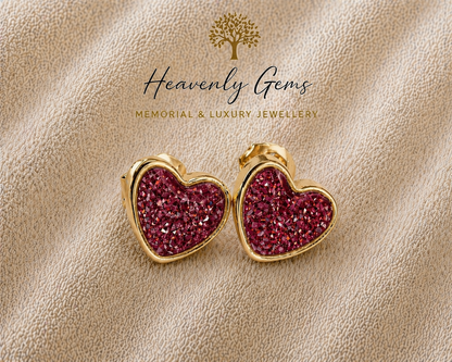 Heart Stud Memorial Ashes Earrings UK – Sterling Silver Cremation Jewellery