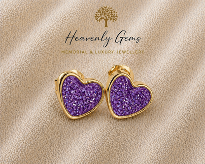 Heart Stud Memorial Ashes Earrings UK – Sterling Silver Cremation Jewellery