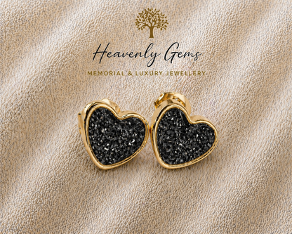 Heart Stud Memorial Ashes Earrings UK – Sterling Silver Cremation Jewellery