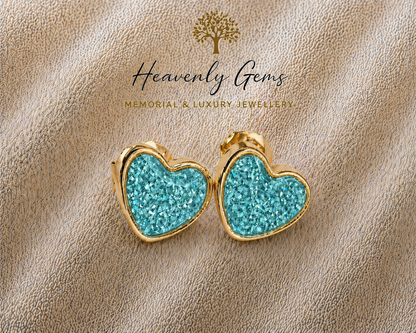 Heart Stud Memorial Ashes Earrings UK – Sterling Silver Cremation Jewellery