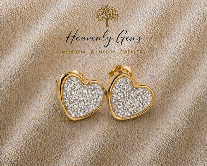 Heart Stud Memorial Ashes Earrings UK – Sterling Silver Cremation Jewellery