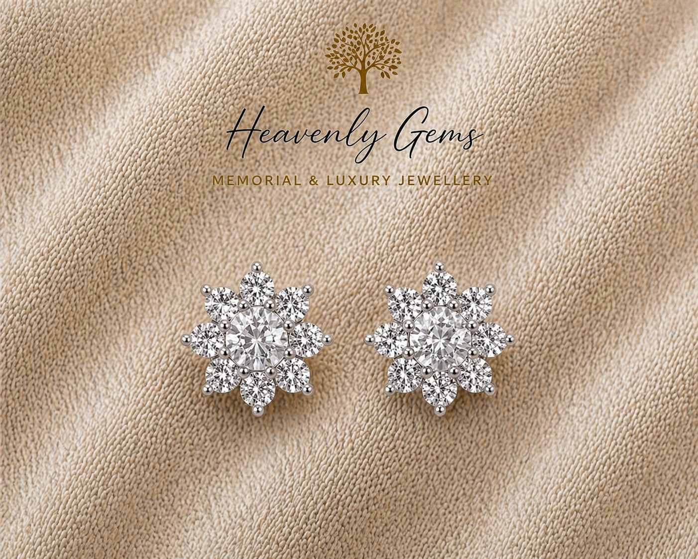 Round Diamanté Memorial Ashes Earrings UK – Sterling Silver Cremation Jewellery