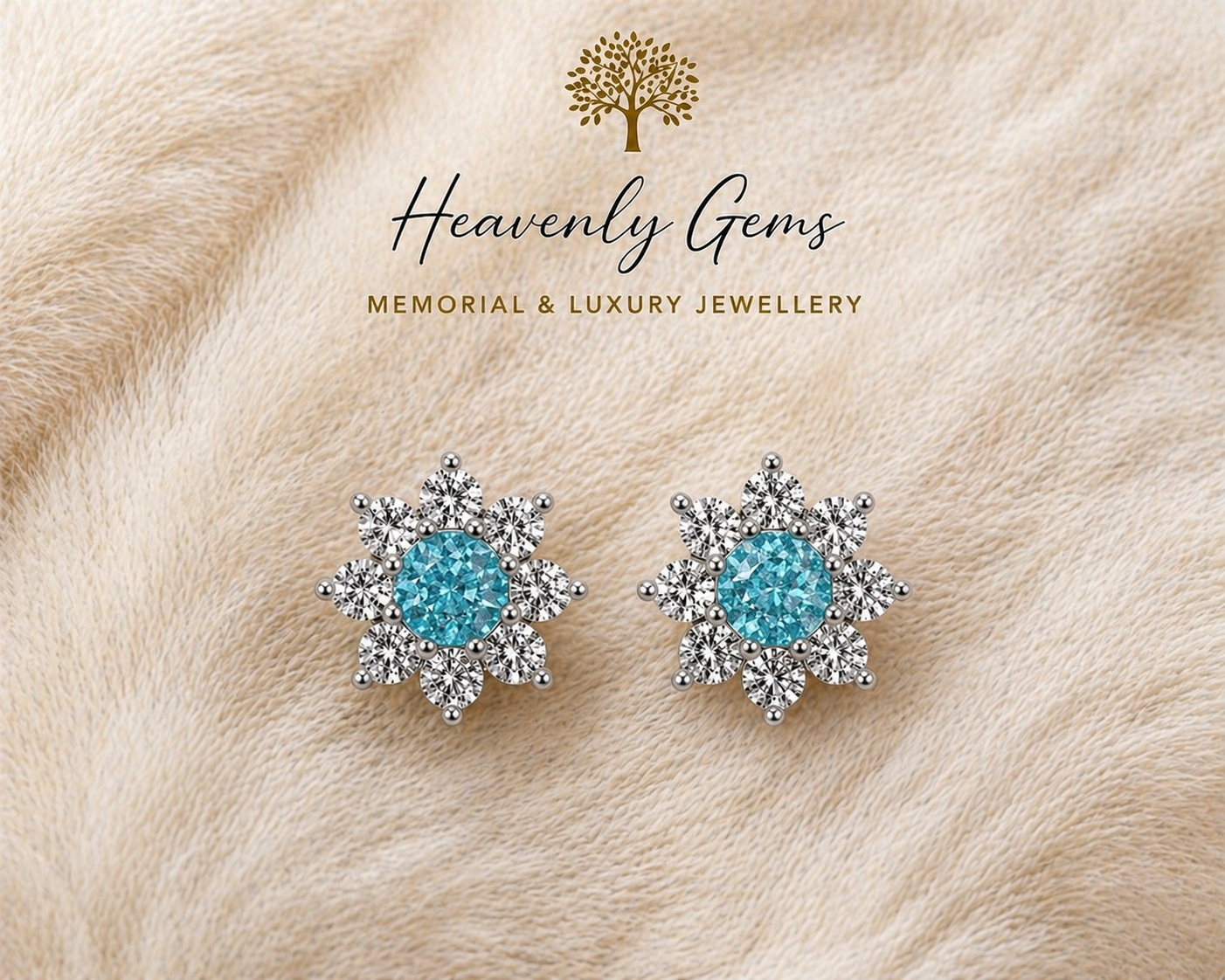 Round Diamanté Memorial Ashes Earrings UK – Sterling Silver Cremation Jewellery