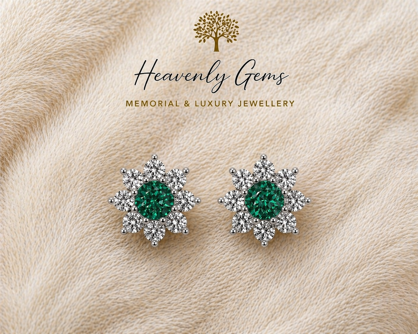 Round Diamanté Memorial Ashes Earrings UK – Sterling Silver Cremation Jewellery