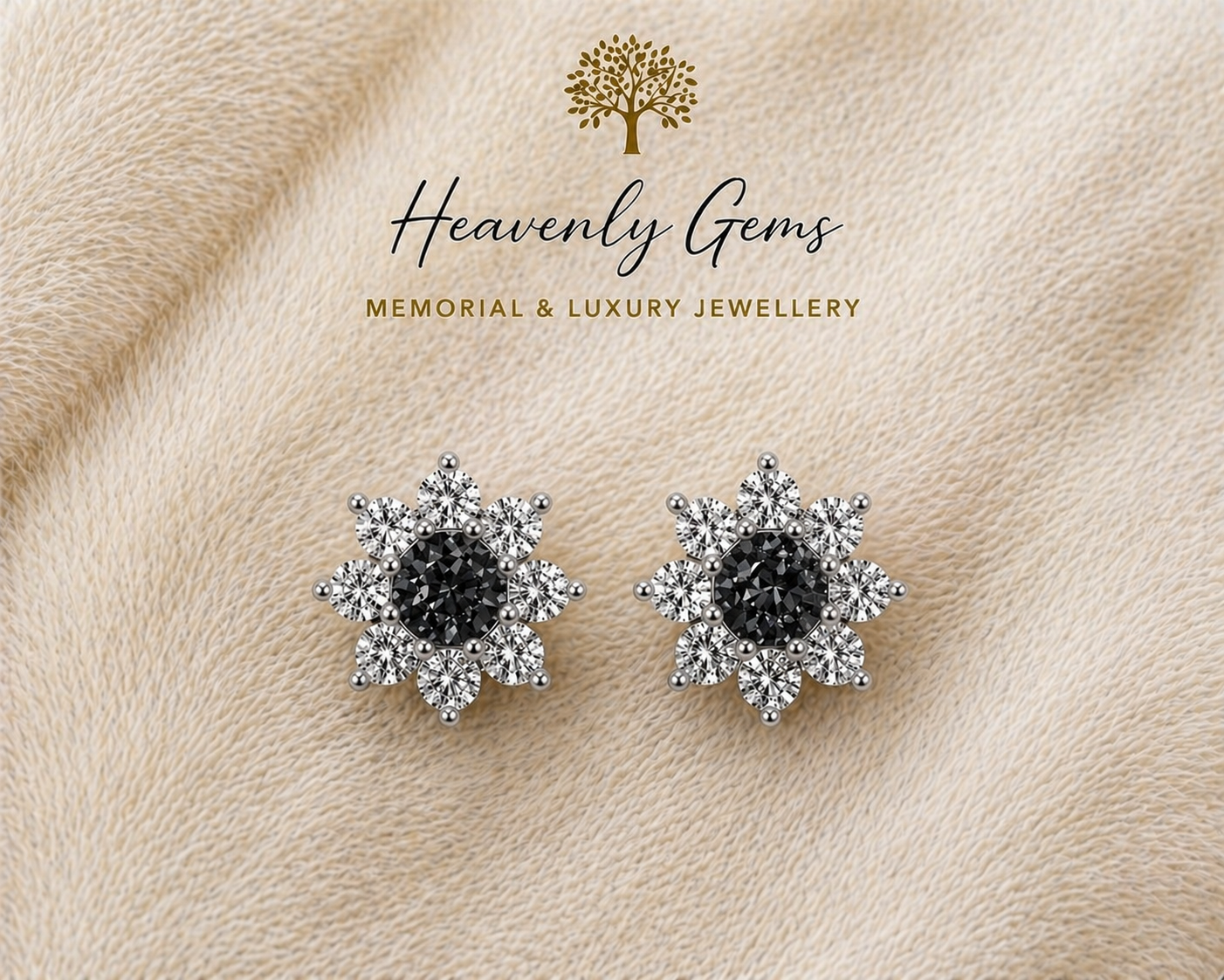 Round Diamanté Memorial Ashes Earrings UK – Sterling Silver Cremation Jewellery