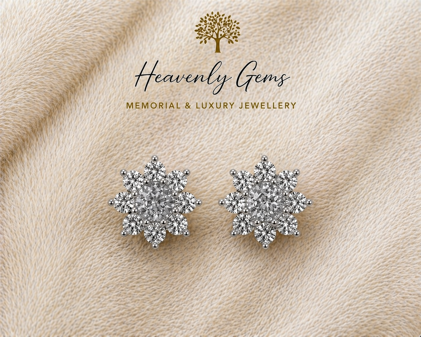 Round Diamanté Memorial Ashes Earrings UK – Sterling Silver Cremation Jewellery