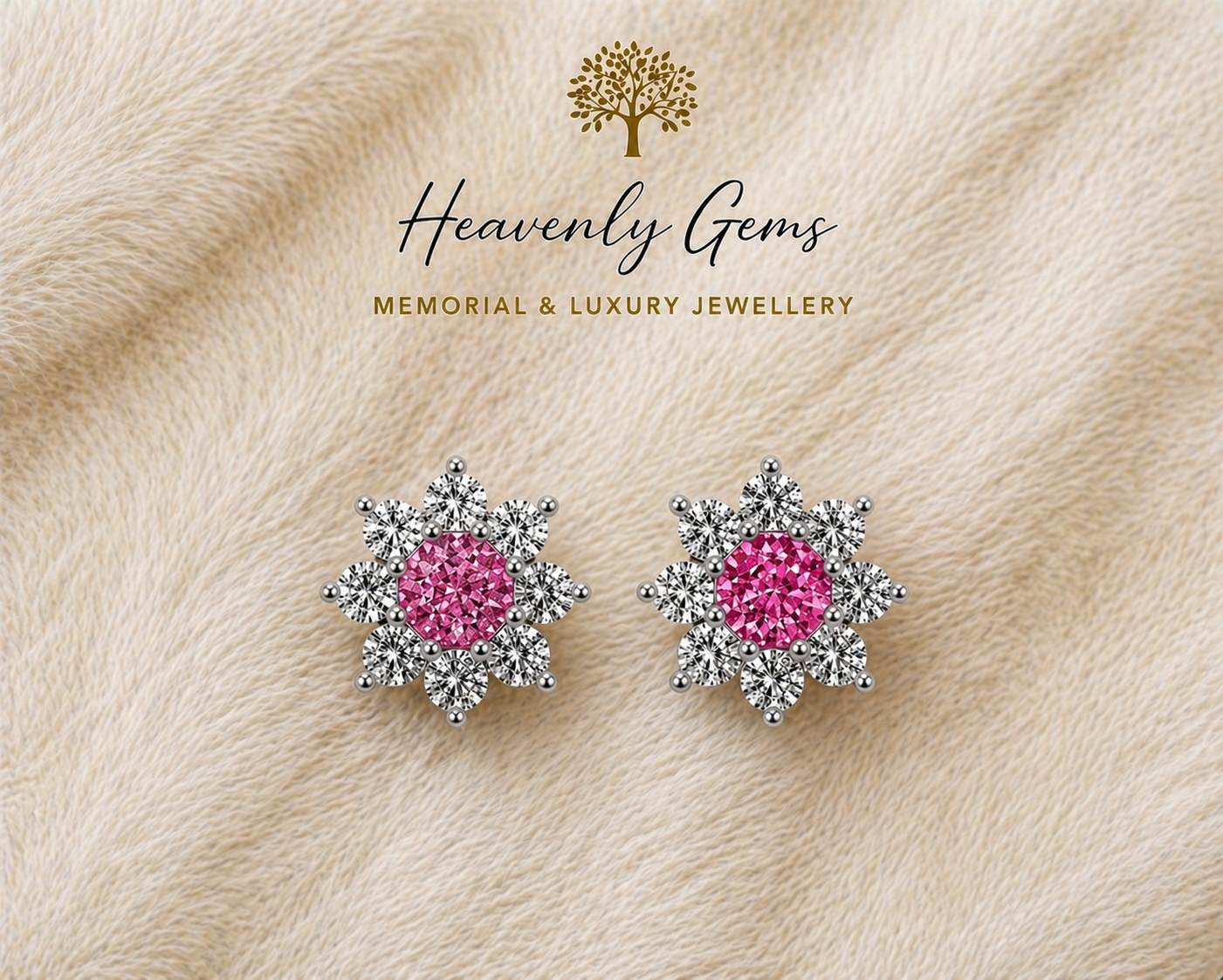 Round Diamanté Memorial Ashes Earrings UK – Sterling Silver Cremation Jewellery