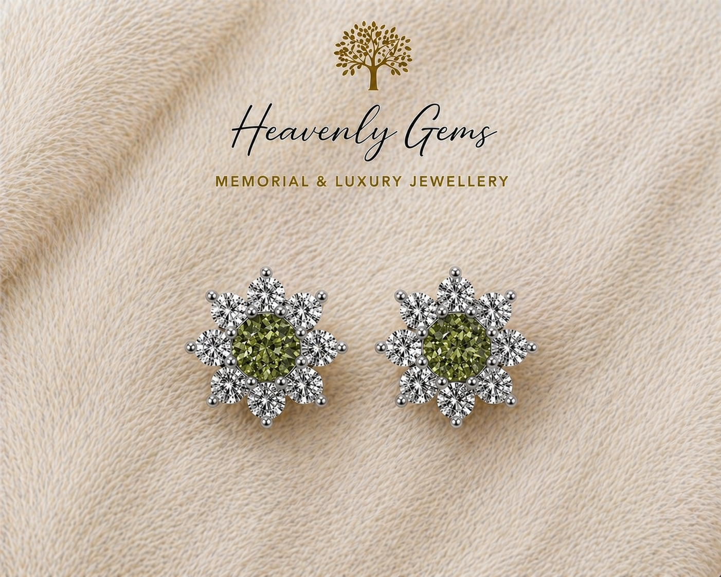 Round Diamanté Memorial Ashes Earrings UK – Sterling Silver Cremation Jewellery