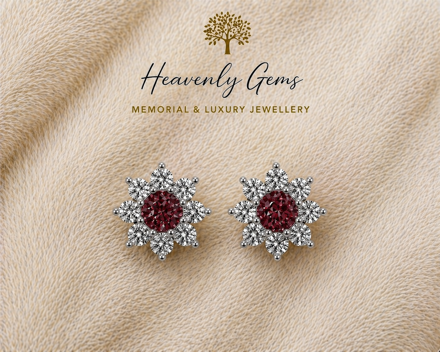 Round Diamanté Memorial Ashes Earrings UK – Sterling Silver Cremation Jewellery