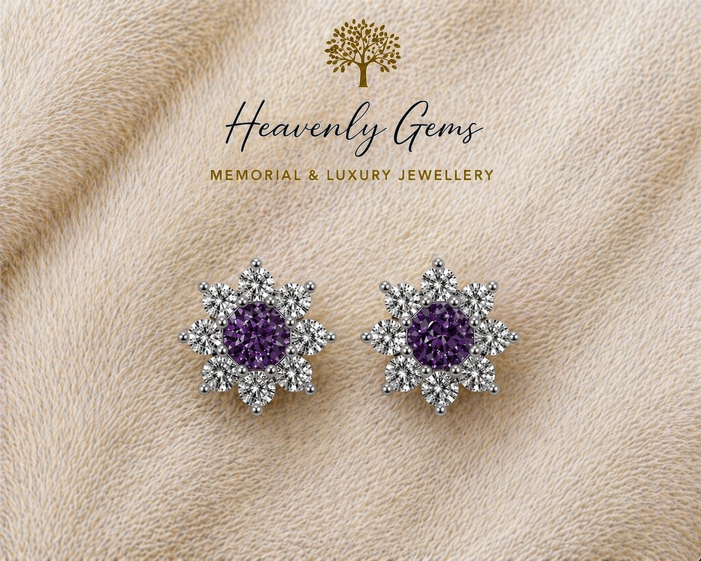 Round Diamanté Memorial Ashes Earrings UK – Sterling Silver Cremation Jewellery