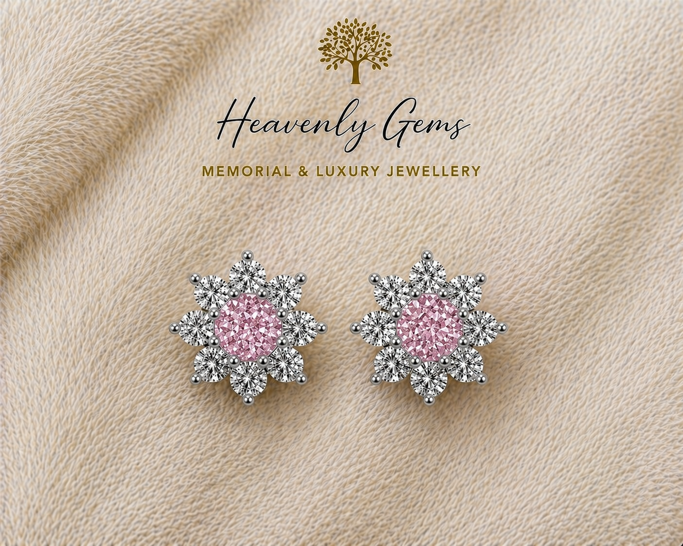 Round Diamanté Memorial Ashes Earrings UK – Sterling Silver Cremation Jewellery