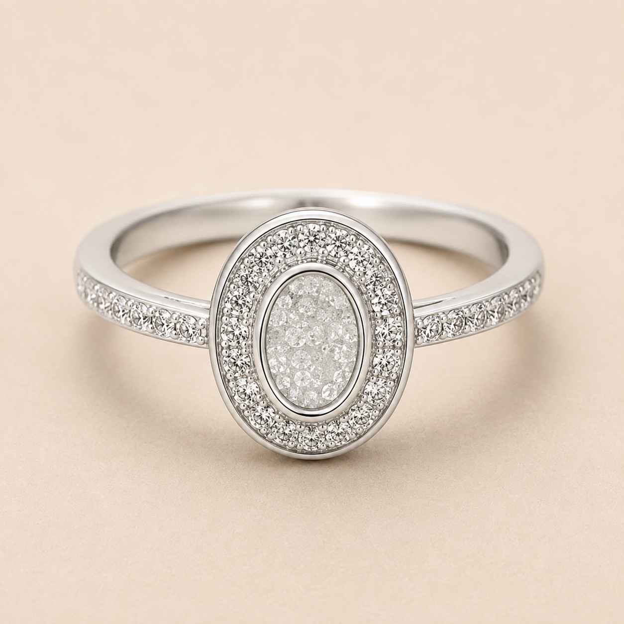 Evelyn Sterling Silver Oval Memorial Ring | Personalised Ashes Ring