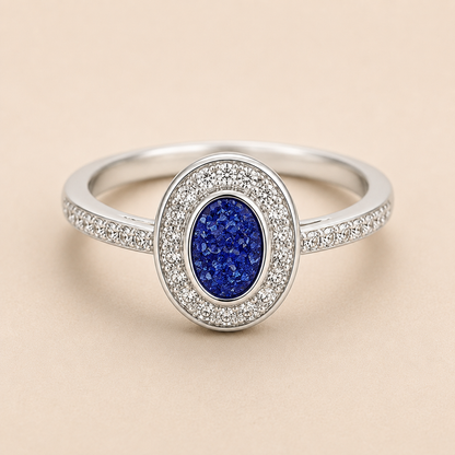 Evelyn Sterling Silver Oval Memorial Ring | Personalised Ashes Ring