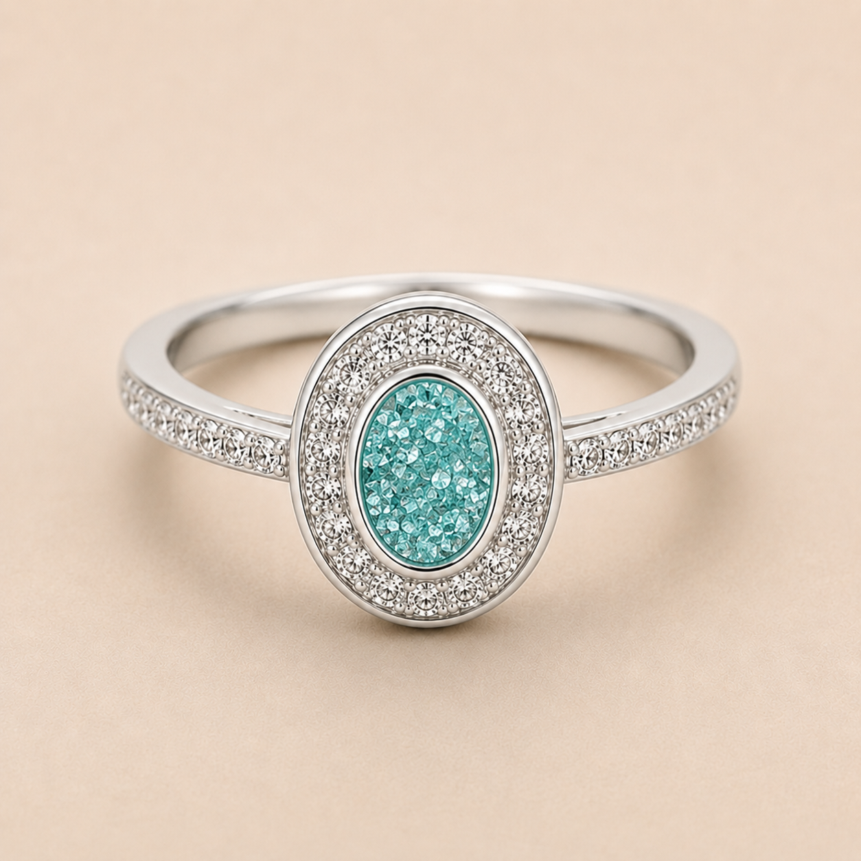 Evelyn Sterling Silver Oval Memorial Ring | Personalised Ashes Ring