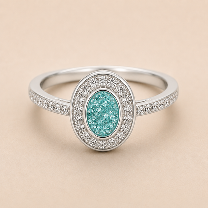 Evelyn Sterling Silver Oval Memorial Ring | Personalised Ashes Ring