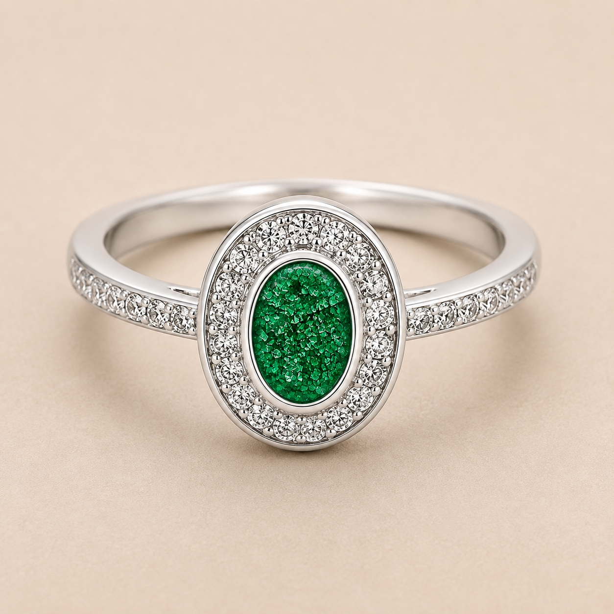 Evelyn Sterling Silver Oval Memorial Ring | Personalised Ashes Ring