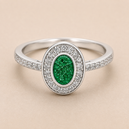 Evelyn Sterling Silver Oval Memorial Ring | Personalised Ashes Ring