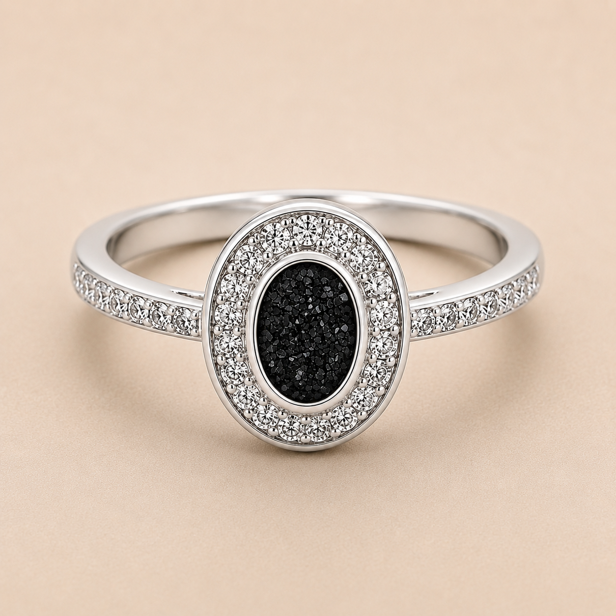 Evelyn Sterling Silver Oval Memorial Ring | Personalised Ashes Ring