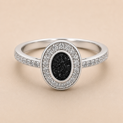 Evelyn Sterling Silver Oval Memorial Ring | Personalised Ashes Ring