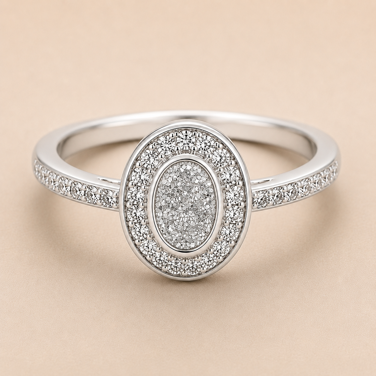Evelyn Sterling Silver Oval Memorial Ring | Personalised Ashes Ring