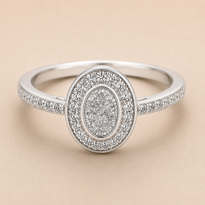 Evelyn Sterling Silver Oval Memorial Ring | Personalised Ashes Ring