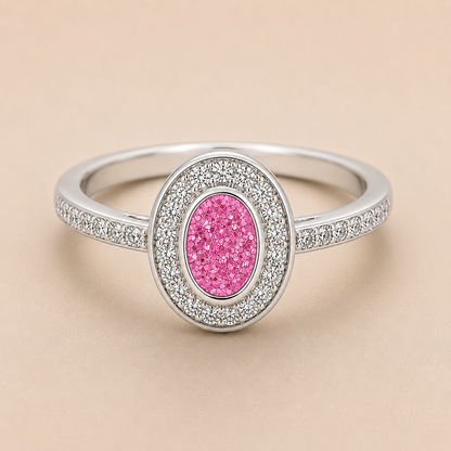 Evelyn Sterling Silver Oval Memorial Ring | Personalised Ashes Ring
