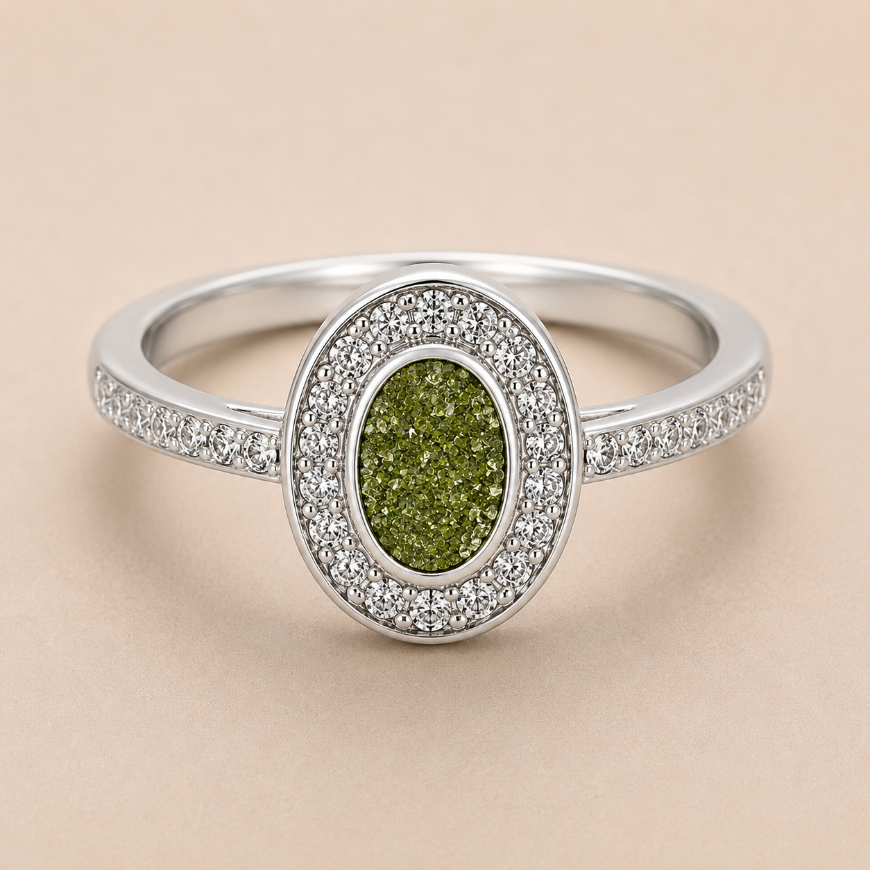 Evelyn Sterling Silver Oval Memorial Ring | Personalised Ashes Ring