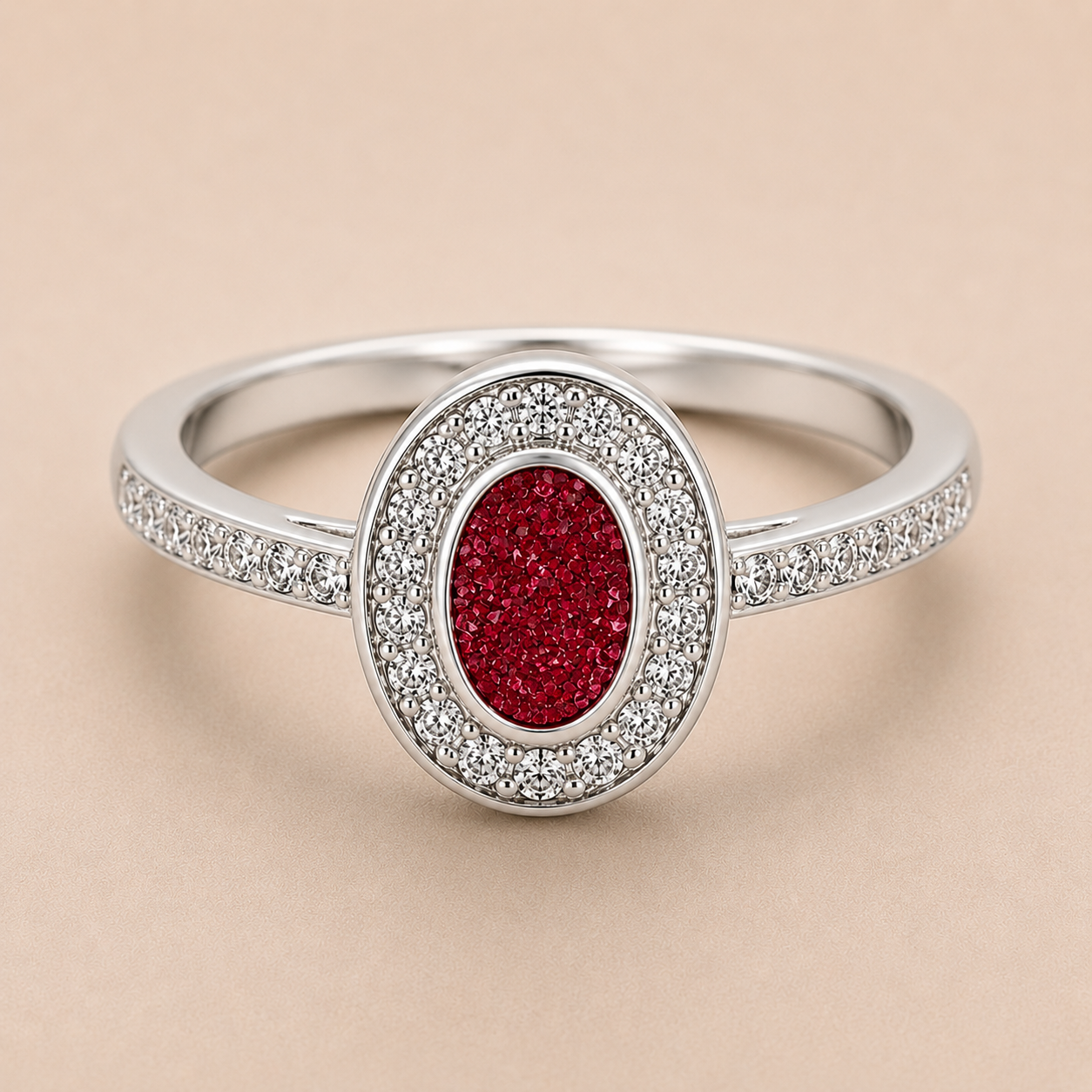 Evelyn Sterling Silver Oval Memorial Ring | Personalised Ashes Ring