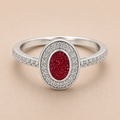 Evelyn Sterling Silver Oval Memorial Ring | Personalised Ashes Ring