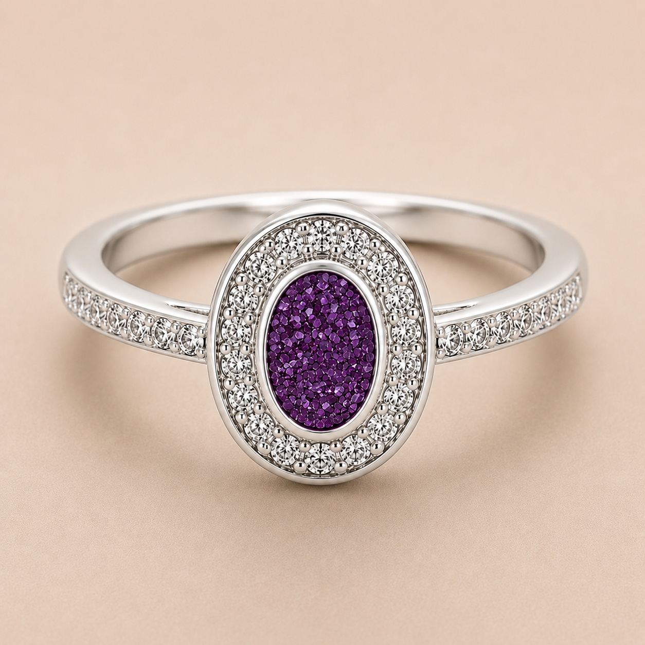 Evelyn Sterling Silver Oval Memorial Ring | Personalised Ashes Ring