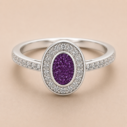 Evelyn Sterling Silver Oval Memorial Ring | Personalised Ashes Ring