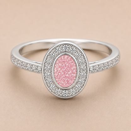 Evelyn Sterling Silver Oval Memorial Ring | Personalised Ashes Ring