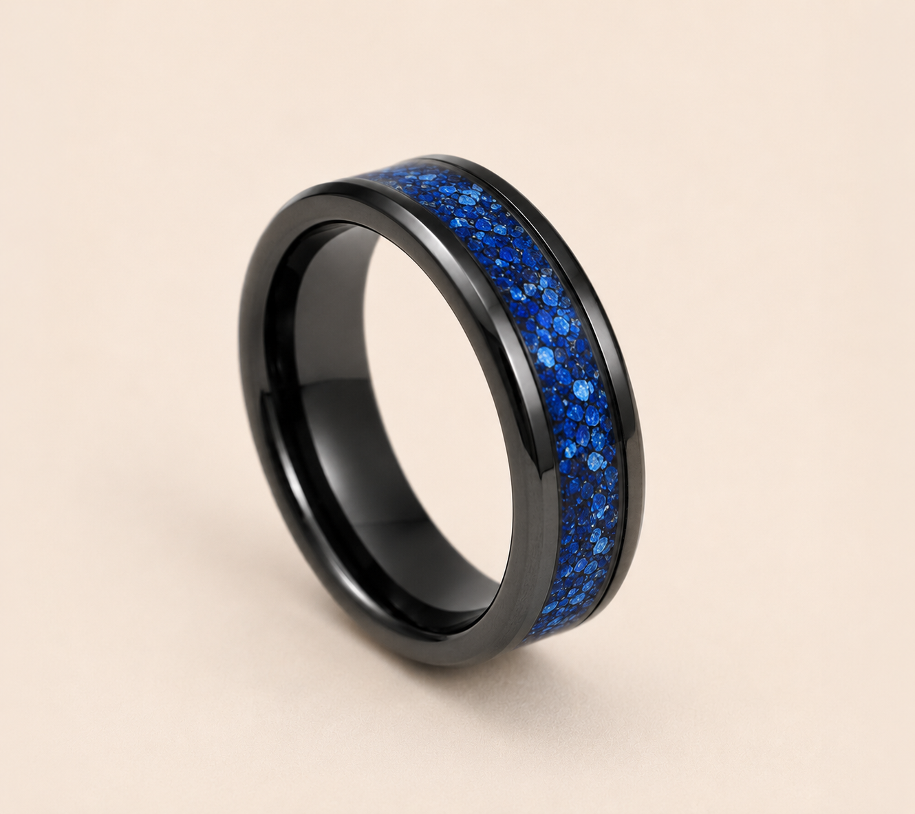Black Ceramic Memorial Ring 6mm | Personalised Ashes Ring