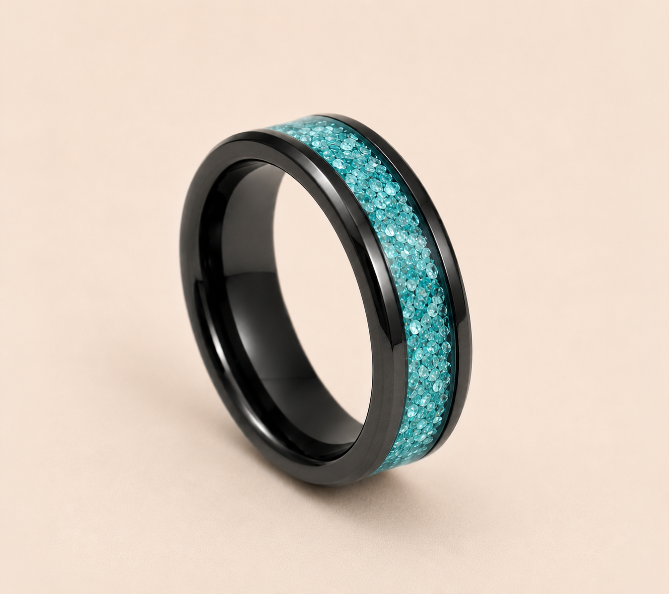 Black Ceramic Memorial Ring 6mm | Personalised Ashes Ring