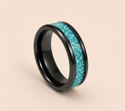 Black Ceramic Memorial Ring 6mm | Personalised Ashes Ring