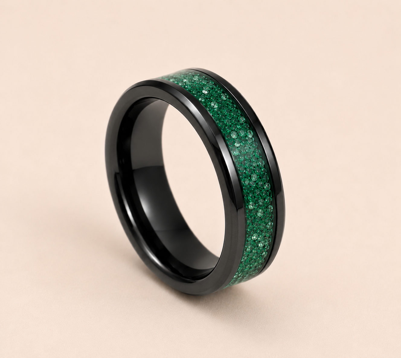 Black Ceramic Memorial Ring 6mm | Personalised Ashes Ring