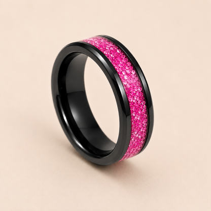 Black Ceramic Memorial Ring 6mm | Personalised Ashes Ring
