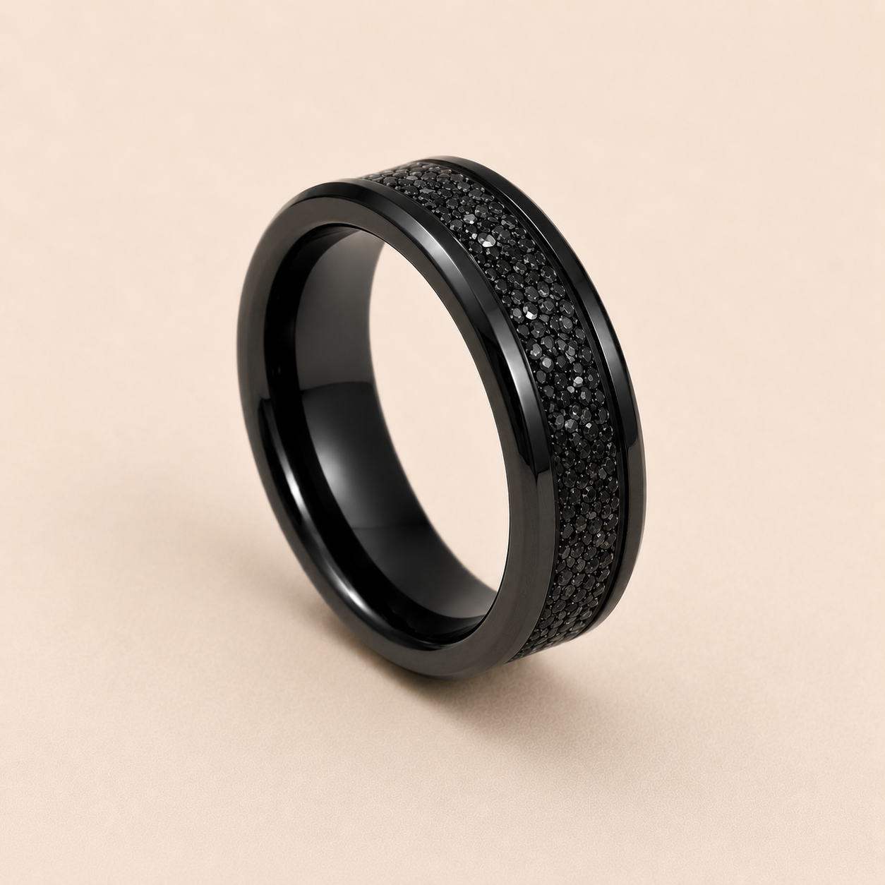 Black Ceramic Memorial Ring 6mm | Personalised Ashes Ring