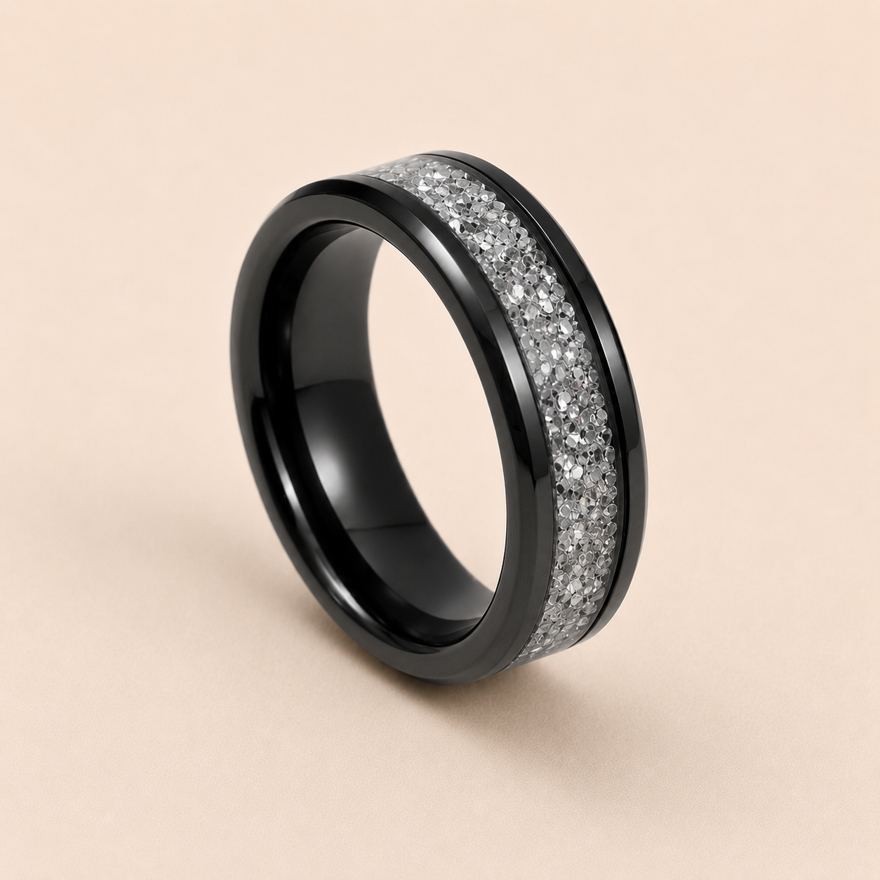 Black Ceramic Memorial Ring 6mm | Personalised Ashes Ring