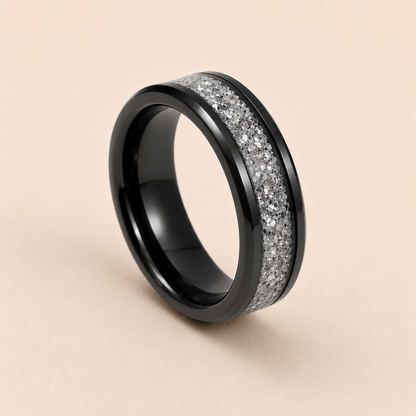 Black Ceramic Memorial Ring 6mm | Personalised Ashes Ring