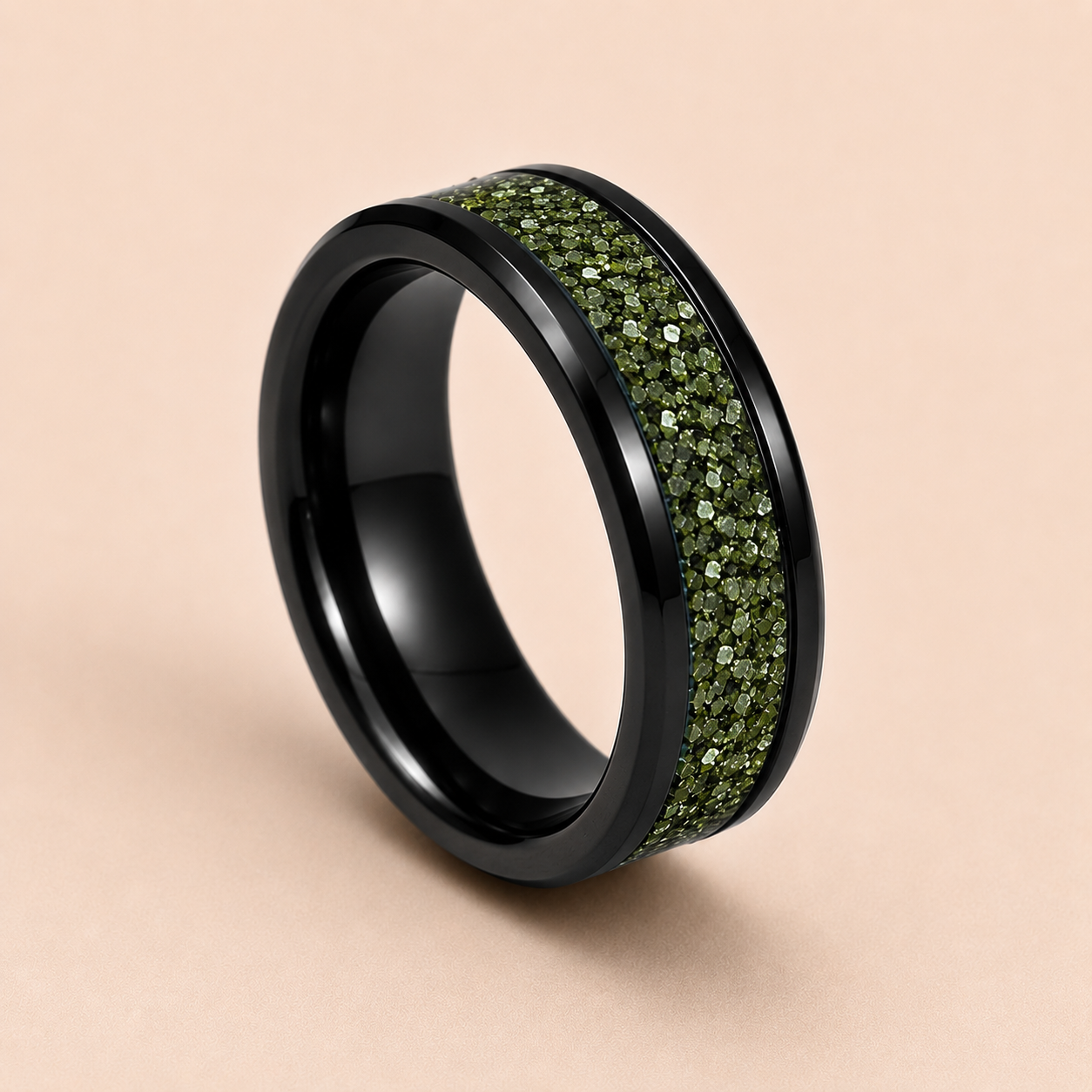 Black Ceramic Memorial Ring 6mm | Personalised Ashes Ring