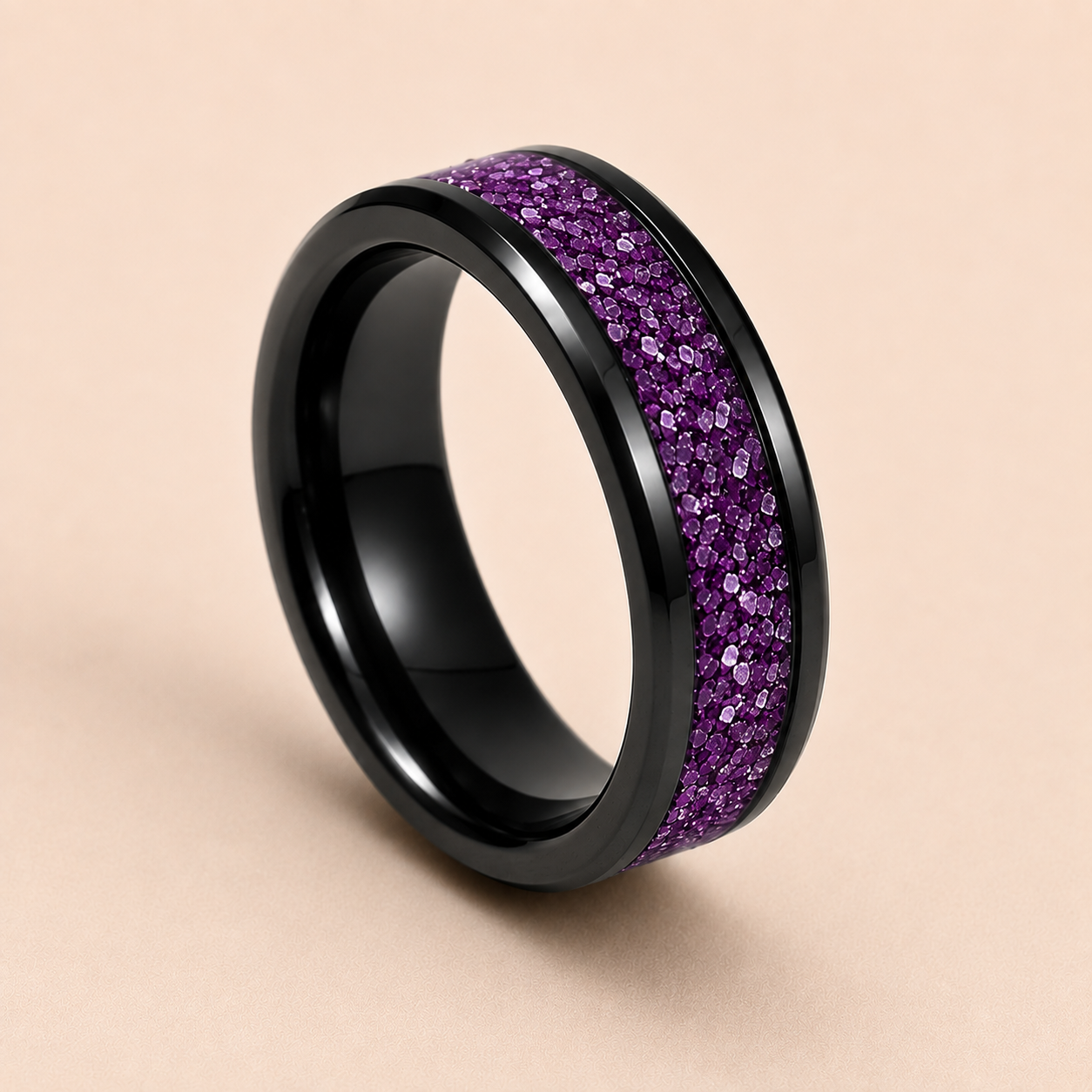 Black Ceramic Memorial Ring 6mm | Personalised Ashes Ring